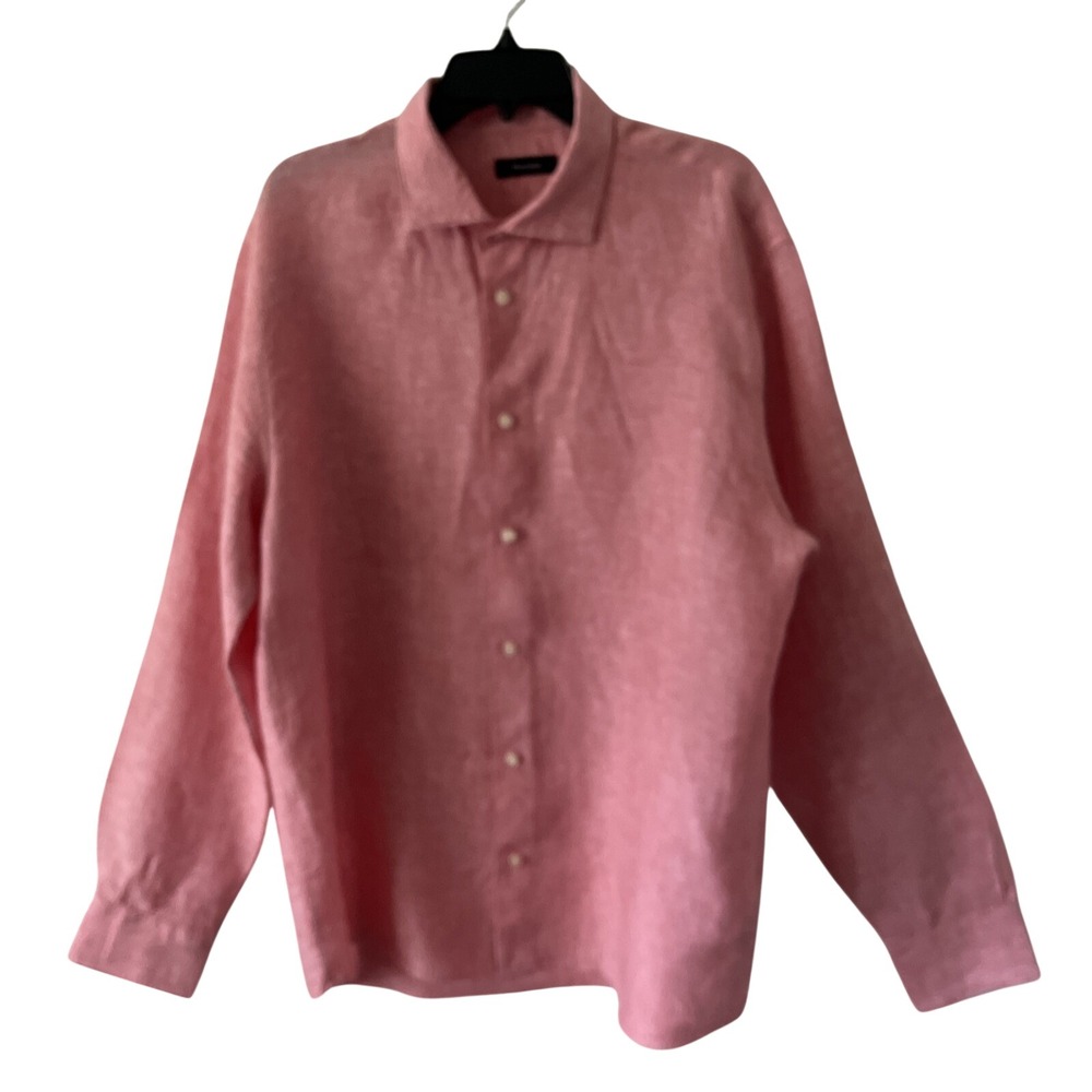 Matinique MAmarc Linen Shirt Mens  XXL (46) Pink Geranium Long Sleeve Modern